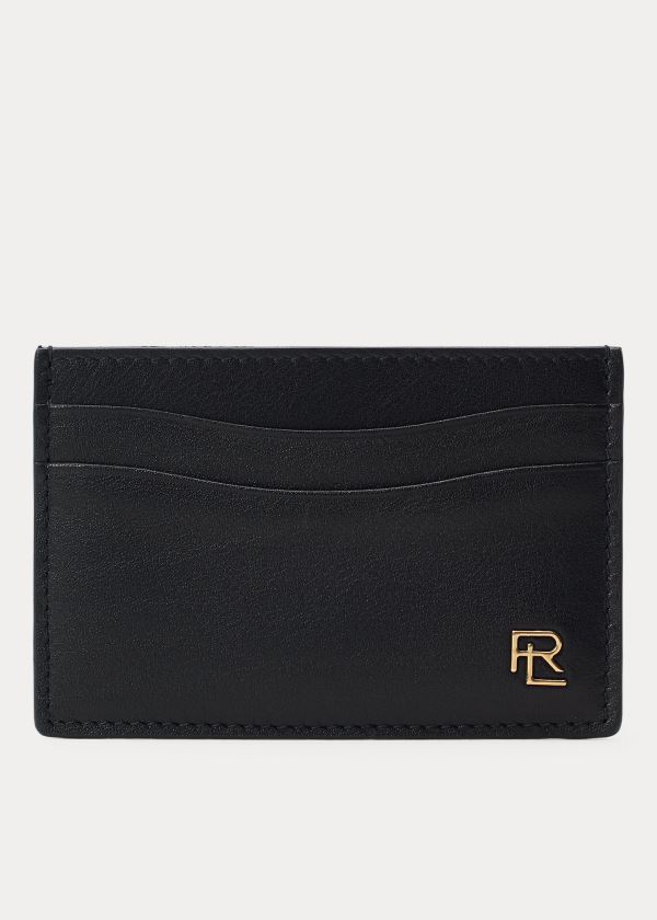 Porta Tarjetas Ralph Lauren Hombre Negros - Metal-Plaque Leather - TPKBU0726